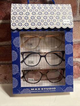 Max Studio 802807359196 Premium 3-pack Reading Glasses Readers 1.50 New Authentic