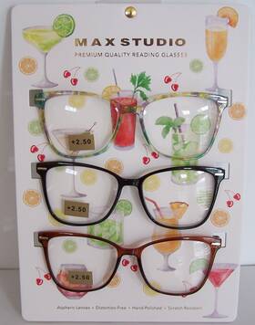 Max Studio 802807359233 3 Pack Readers 2.50 Floral Green/black/brown Nwt