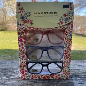 Max Studio 802807359769 3 Pack Premium Reading Glasses Readers 2.00 New Authentic Black&blue