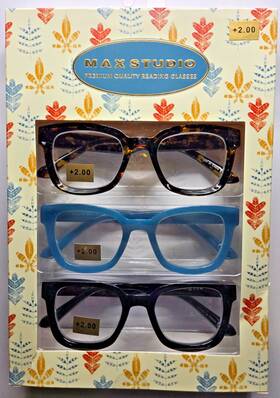 Max Studio 802807360406 2.00 Womens Premium Reading Glasses Readers New Authentic 3-pack
