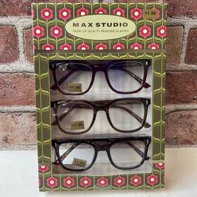 Max Studio 802807360659 1.50 Womens Premium Reading Glasses 3-pack Readers New Authentic