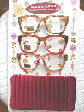 Max Studio 802807361106 2.00 Womens Premium Reading Glasses 3-pack Readers With Eyeglass Case