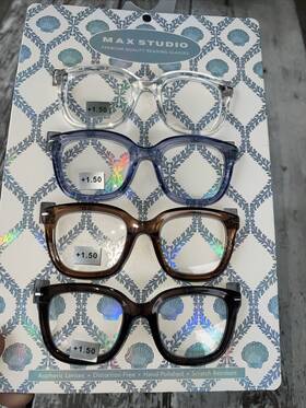 Max Studio 802807361830 New York 4 Pk Premium Reading Glasses Readers 1.50 Authentic