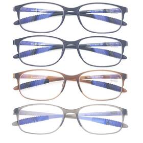 Mcoorn 737311141169 4 Pack Computer Blue Light Blocking Reading Glasses Flexible Lightweight Anti