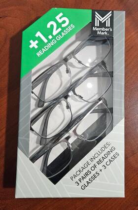 Members Mark 193968329167 Mens Rectangular 1.25 Reading Glasses And Soft Cases Uv380 New Set