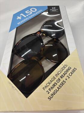 Members Mark 193968329372 2 Pack Womens Cat Eye 1.50 Reading Sunglasses And Soft Cases