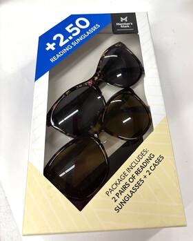 Members Mark 193968329396 2 Pack Womens Cat Eye 2.50 Reading Sunglasses And Soft Cases