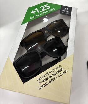 Members Mark 193968329402 2 Pack Unisex Wayfarer 1.25 Reading Sunglasses And Soft Cases