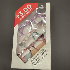 Members Mark 193968454234 Reading Glasses 3pk 3.00 Style 100 Open Box