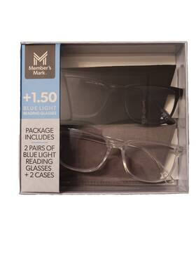 I300 Members Mark 193968530198 1.50 Adult Includes 2 Pair Reading Glasses Cases Style New