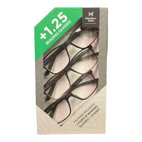 990284034 Members Mark Lightweight 1.25 Reading Glasses And Sot Cases 3 Pack