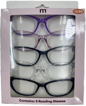 Meyer 803926593287 Eyewear Womens Everday 5 Piece Multicolor 2.50 Reading Glasses Set