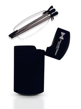 Microvision Optical 810371030229 Best Rimless Folding Reading Glasses With Compact Case For Women And Men Slim