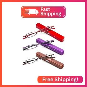 Yj-fg3y-1.0 Mmoww Small Reading Glasses Men Women 3 Pairs Slim Pocket Readers With Pen Clip