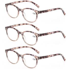 Modfans 754111083048 Round Stylish Reading Glasses 3 Pair With Spring Hinge Fashion Glasse