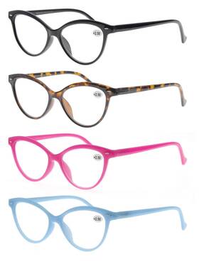 Modfans 756171820755 Women Reading Glasses 2.5 4 Pack Fashion Colors Cat Eye Readers For Ladies Co