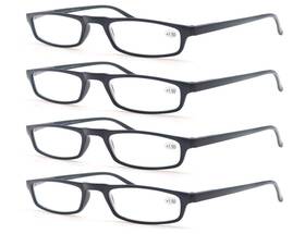 Modfans 778197230967 Reading Glasses Black 4.04 Pairs Fashion Readers Narrow Frame Spring Hinge For