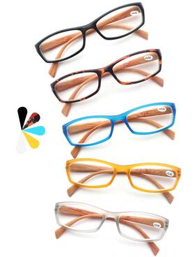 Msr227-200 Modfans 5 Pack Reading Glasses Women Menwood-look Square Readers Spring Hinge
