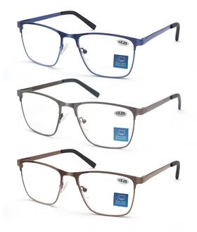Mst001n-c234-275 Modfans Reading Glasses Men Blue Light Blocking Metal Frame Rectangle Readers