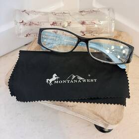 Ba2023 Montana West Spirit Stone Readers 225 2.25 Bifocal Black Rectangle Clear Lens
