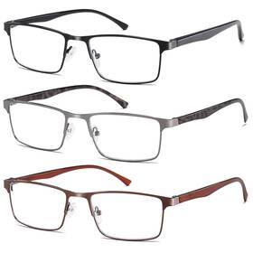 Nanako 756940841936 3 Pack Reading Glasses For Men Lightweight Blue Light Blocking Metal Frame M