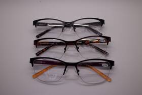 Rf9143bf Newbee Fashion 3 Packs Bifocal Half Frame Rimless Reading Glasses 2.00 With Pouch
