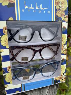 Nicole Miller 802807354337 2.50 Fashion Reading Glasses 3 Pack Comfortable Fit New Blue