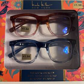 Nicole Miller 802807356935 New York Premium Quality Blue Light Reading Glasses 1.50 Amber Bl