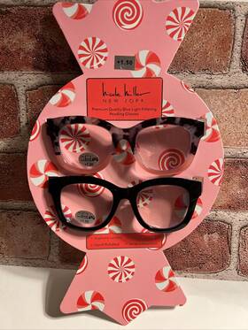 Nicole Miller 802807357871 Nib 1.50 2 Pairs Oversize Blue Light Reading Glasses Readers