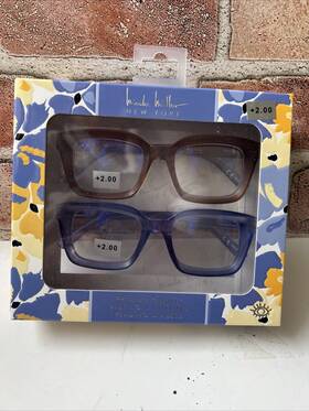 Nicole Miller 802807358144 2-pk Premium Blue Light Filter Reading Glasses Readers 2.00 New