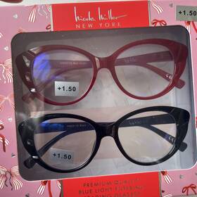 Nicole Miller 802807358151 2 Pair Cateyes Reading Glasses Blue Light Filtering 1.50 Readers