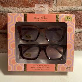 Nicole Miller 802807358847 New Blue 2.50 Newyork 2 Pairs Reading Glasses Light Inbox