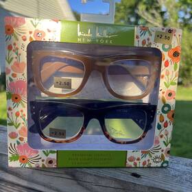 Nicole Miller 802807359219 2-pk Premium Reading Glasses Readers Blue Light Filter 2.50 New