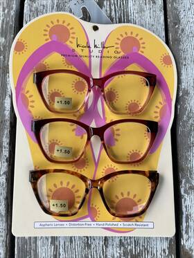Nicole Miller 802807359394 New 1.50 3 Pairs Clear Colorful Reading Glasses Readers