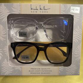 Nicole Miller 802807361663 2-pk Premium Blue Light Filter Reading Glasses Readers 2.50 New