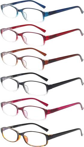 Norperwis 445029580547 6 Pack Ladies Reading Glasses For Women Blue Light Blocking Spring Hin