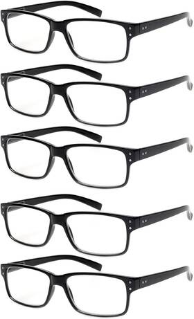 Norperwis 673257011695 Reading Glasses 5 Pairs Quality Readers Spring Hinge Pack Black
