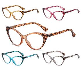 Novivon 423384112201 Reading Glasses For Women 5 Pack Blue Light Blocking Readers Vintage Cat Eye