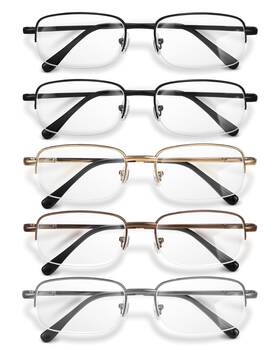 B0bcf4rl6h Novivon Mens Metal Reading Glasses - Blue Light Filter Readers 5 Pack