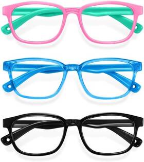 8097 Okany Blue Light Glasses For Kids Black Transparent Pink Green