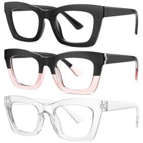 Okany 850085253224 Blue Light Blocking Glasses One Size 3 Pack Black Red White