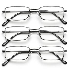Lhfrjs-3gun Okh 3 Pack Stainless Reading Glasses 2.50 Metal Frame Blue Light Blocking Uv