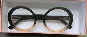 Ok024 Okkia Round Reading Glasses Black/beige 2.00 Plastic Frame Model