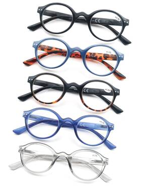Olomee 779288849624 Reading Glasses Women Men Classic Round Readers 1.75 Circular Cheaters Glass