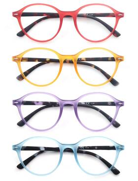 Olomee 779640567173 Reading Glasses Womens 2.00 Colorful Round Readers Lightweight Stylish Cute