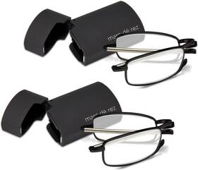 Optipak 445024664662 Hard Case Folding Reading Glasses Compact Pocket Size Spring Hinge Readers For