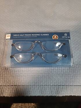 Optix 55 819054020090 2 Pair Mens Half Eye Reading Glasses 300 Diopter New Open Box Item