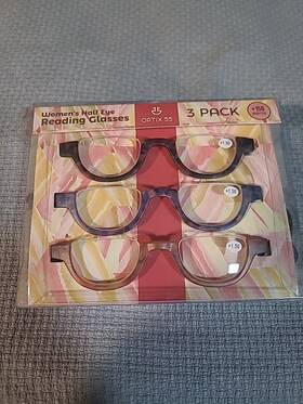 Optix 55 819054024265 3 Pair Womens Half Eye Reading Glasses 150 Diopter New Open Box Item