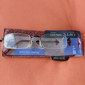 Pd62-1-1 Optx 20/20 05151pp 019.5 Og7 1.00 Rectangular Brown Metal Reading Glasses Bifocal With Case