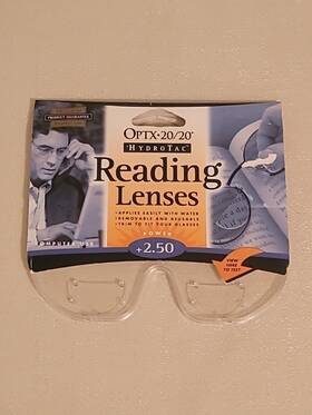 Optx 20/20 708862002506 Hydrotac Stick On Bifocal Lenses 2.50 Magnify Adhesive Reading Reuse